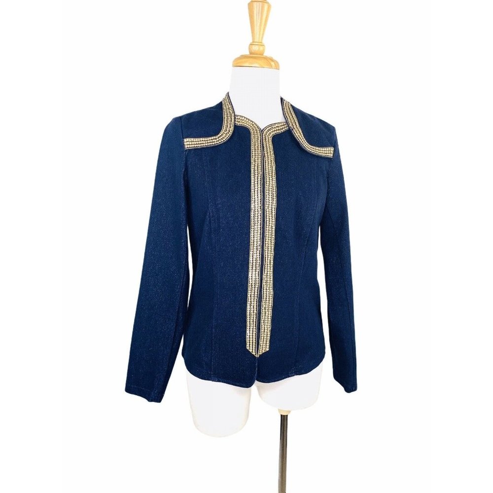 BOB MACKIE Designer VNTG Military Denim Jacket Blazer NWT - Picture 10 of 10